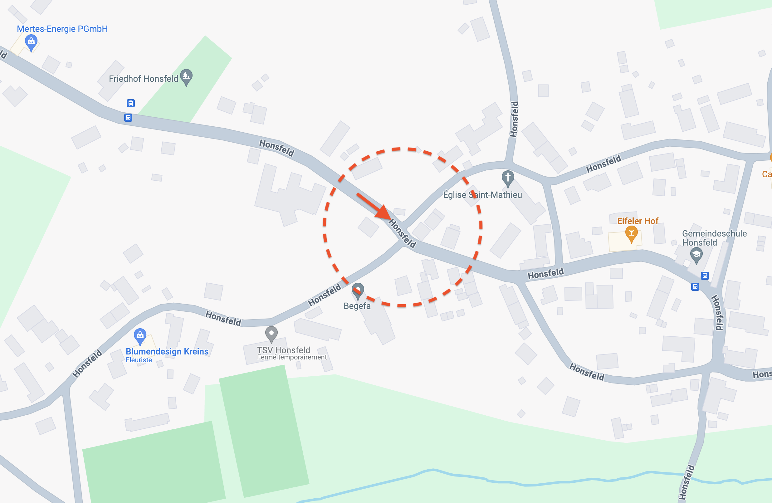 Map of Honsfeld village centre